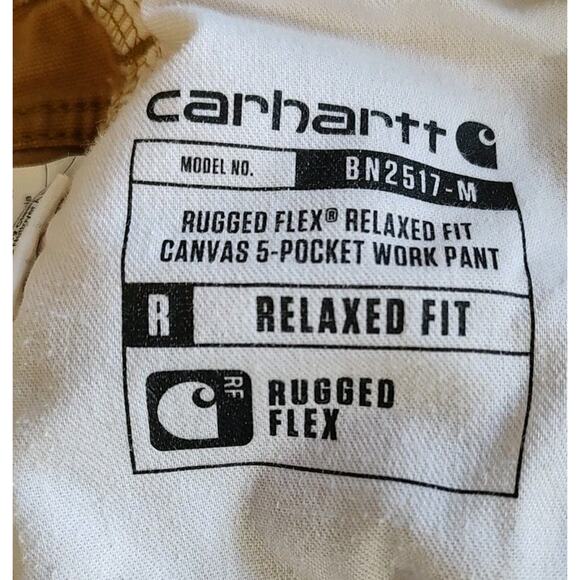 Men's Carhartt Pants Khaki Workwear Relaxed Fit Rugged Flex Canvas Utility 35x27 - Picture 6 of 7